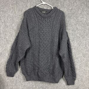 The Irish Store Sweater Womens Size L Gray Wool Cable Knit Fisherman Winter